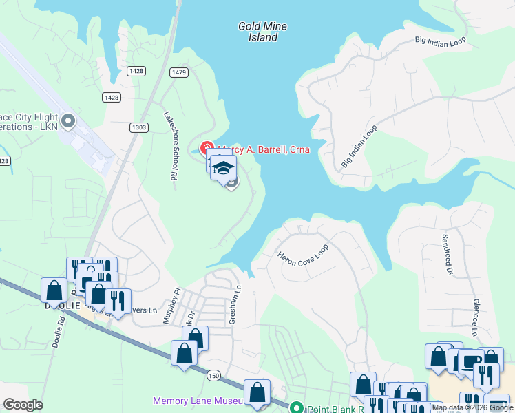 map of restaurants, bars, coffee shops, grocery stores, and more near 347 Wilson Lake Road in Mooresville