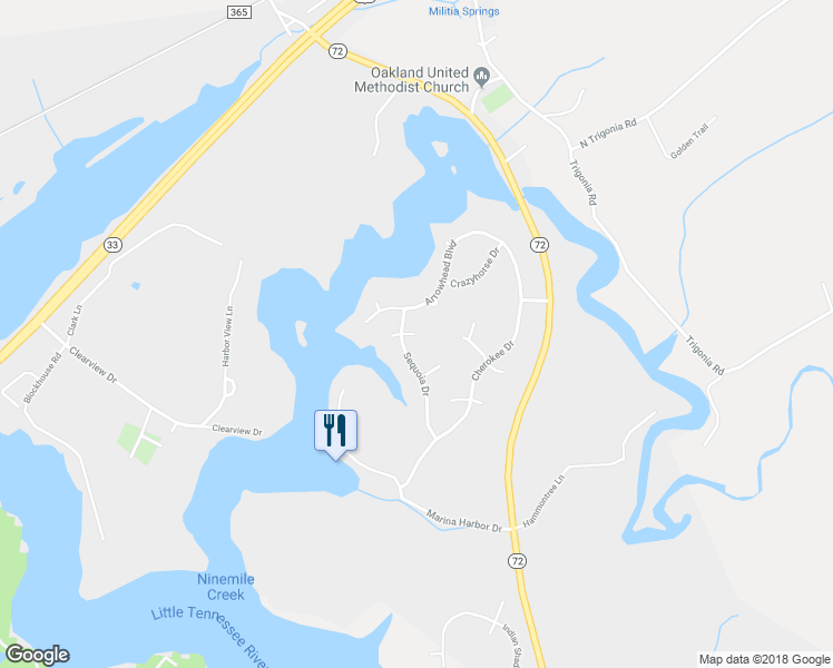 map of restaurants, bars, coffee shops, grocery stores, and more near 1621 Sequoia Court in Maryville