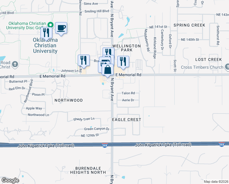 map of restaurants, bars, coffee shops, grocery stores, and more near 3000 Talon Road in Edmond