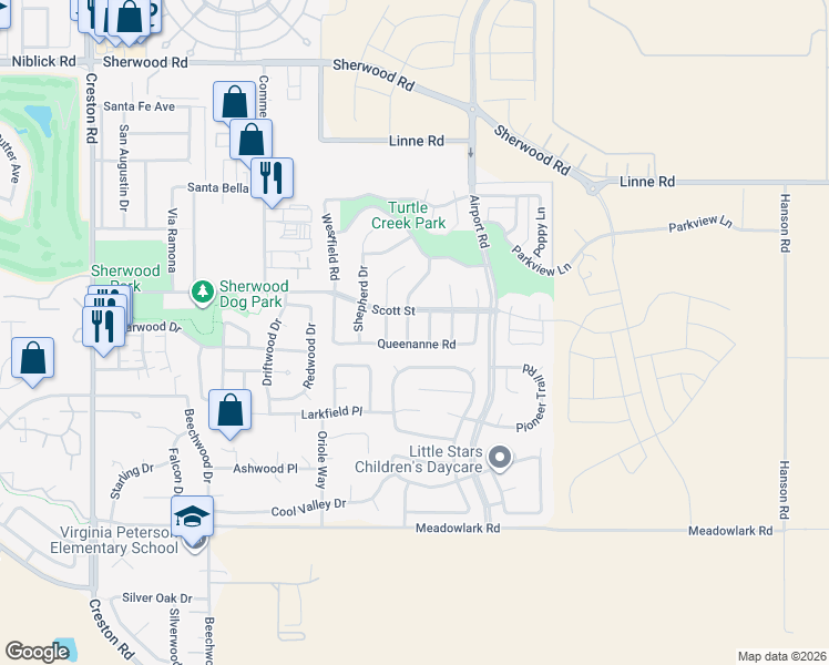 map of restaurants, bars, coffee shops, grocery stores, and more near 1834 Lark Ellen Drive in Paso Robles