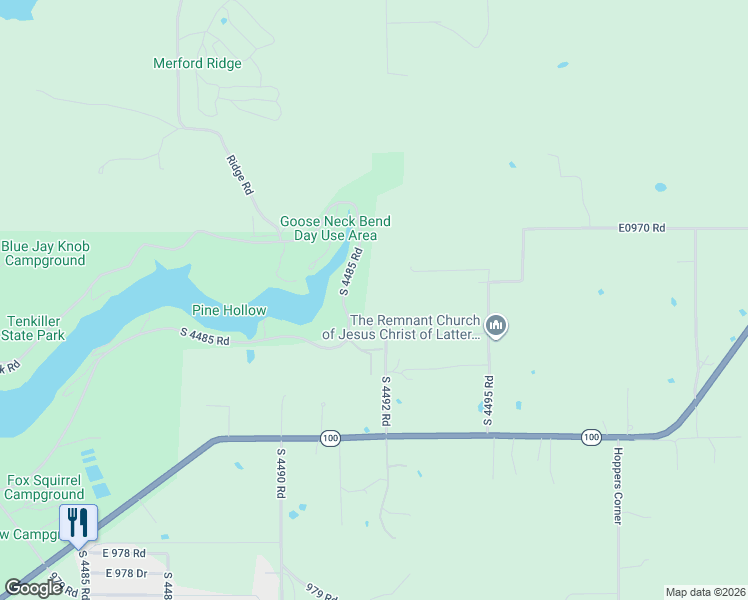 map of restaurants, bars, coffee shops, grocery stores, and more near 449169 East 972 Road in Vian