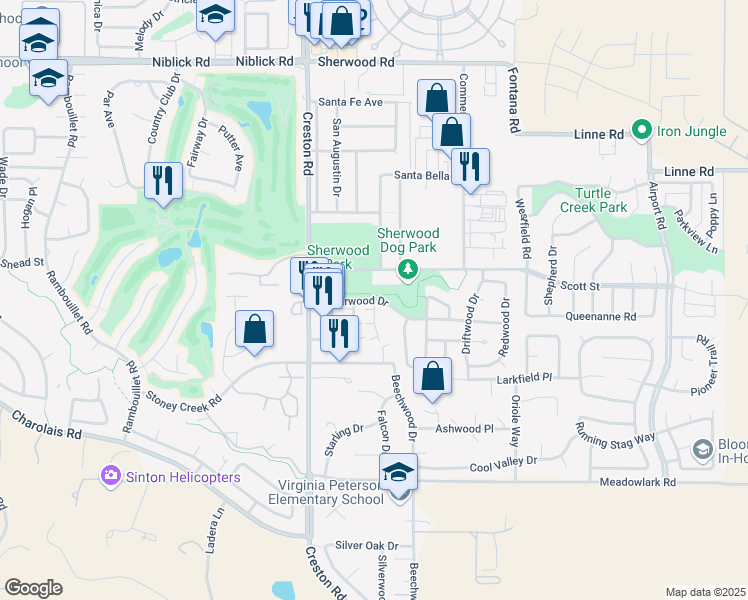 map of restaurants, bars, coffee shops, grocery stores, and more near Beechwood Dr & Cedarwood Dr in Paso Robles
