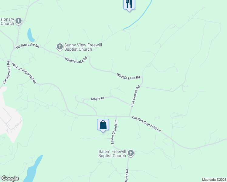 map of restaurants, bars, coffee shops, grocery stores, and more near 441 Maple Drive in Old Fort