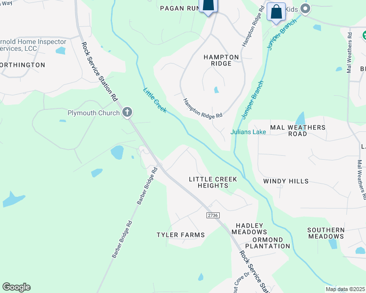 map of restaurants, bars, coffee shops, grocery stores, and more near 4404 River Down Drive in Raleigh