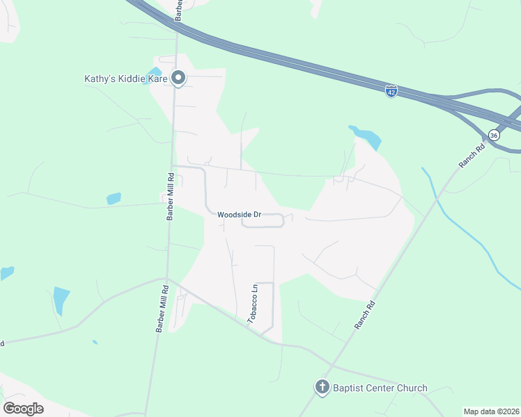 map of restaurants, bars, coffee shops, grocery stores, and more near 2820 Woodside Drive in Clayton