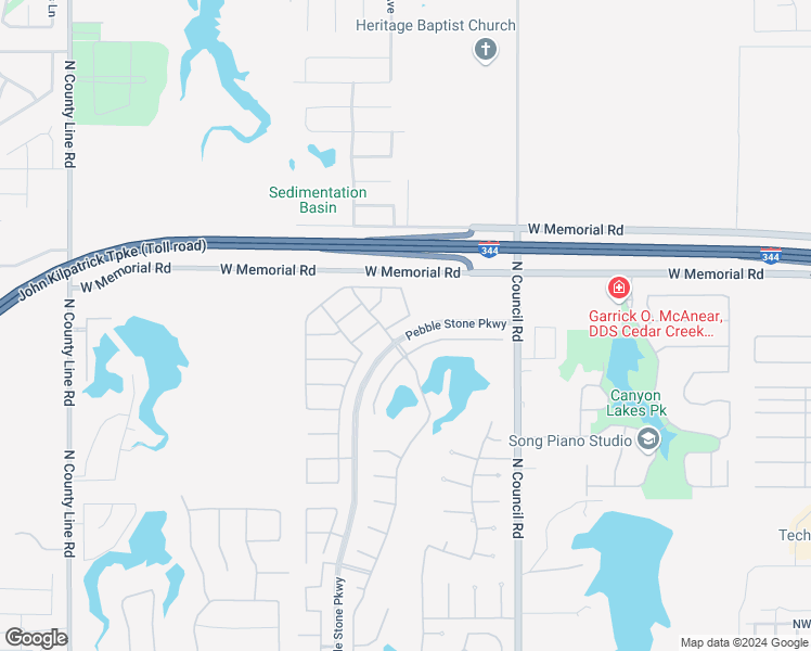 map of restaurants, bars, coffee shops, grocery stores, and more near 13532 Gentry Drive in Oklahoma City