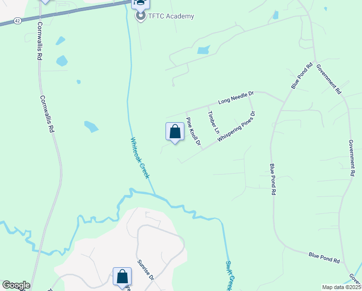 map of restaurants, bars, coffee shops, grocery stores, and more near 409 Loblolly Circle in Clayton