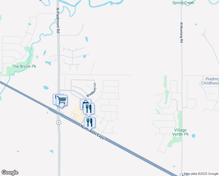 map of restaurants, bars, coffee shops, grocery stores, and more near 11724 Northwest 135th Street in Piedmont