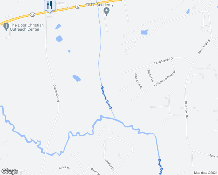 map of restaurants, bars, coffee shops, grocery stores, and more near 424 Loblolly Circle in Clayton