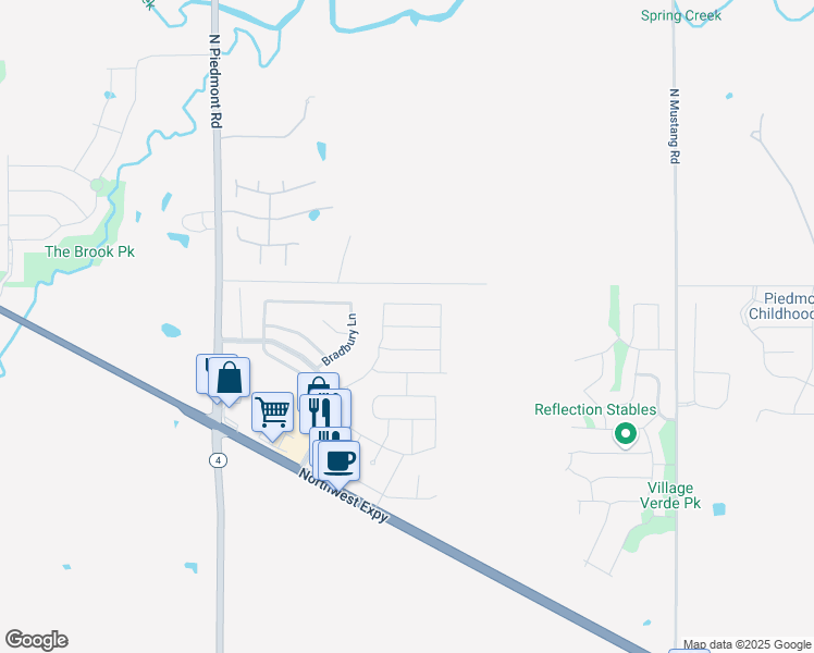 map of restaurants, bars, coffee shops, grocery stores, and more near 11713 Northwest 135th Street in Piedmont