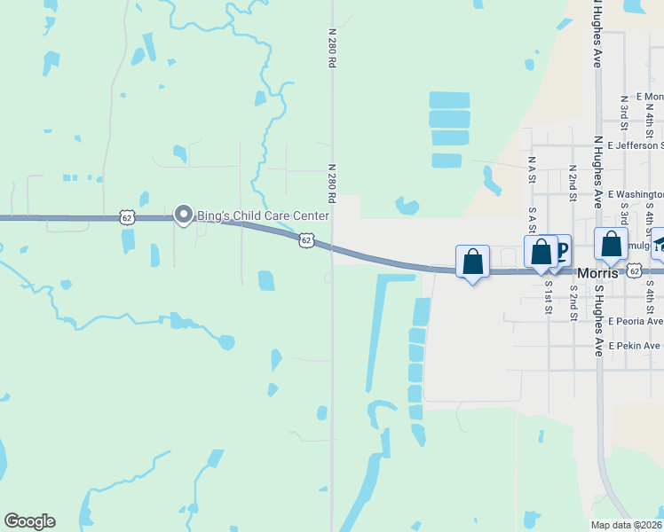 map of restaurants, bars, coffee shops, grocery stores, and more near 830 West Ozark Street in Morris