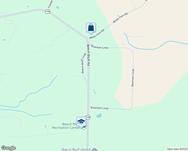 map of restaurants, bars, coffee shops, grocery stores, and more near 4375 Beech Bluff Road in Beech Bluff