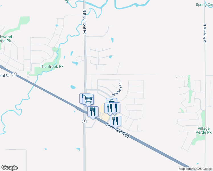 map of restaurants, bars, coffee shops, grocery stores, and more near 11932 Northwest 136th Terrace in Piedmont