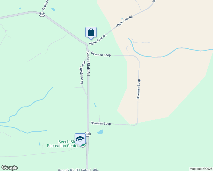 map of restaurants, bars, coffee shops, grocery stores, and more near 4375 Beech Bluff Road in Beech Bluff