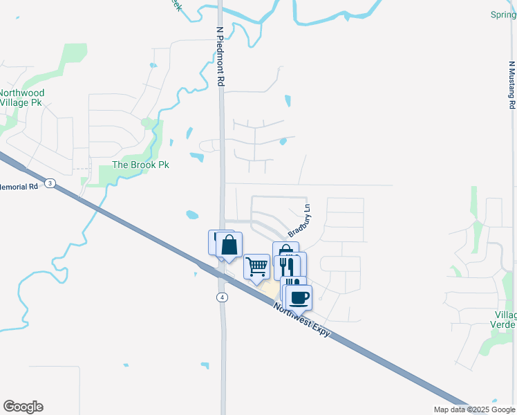 map of restaurants, bars, coffee shops, grocery stores, and more near 12025 Northwest 135th Street in Piedmont