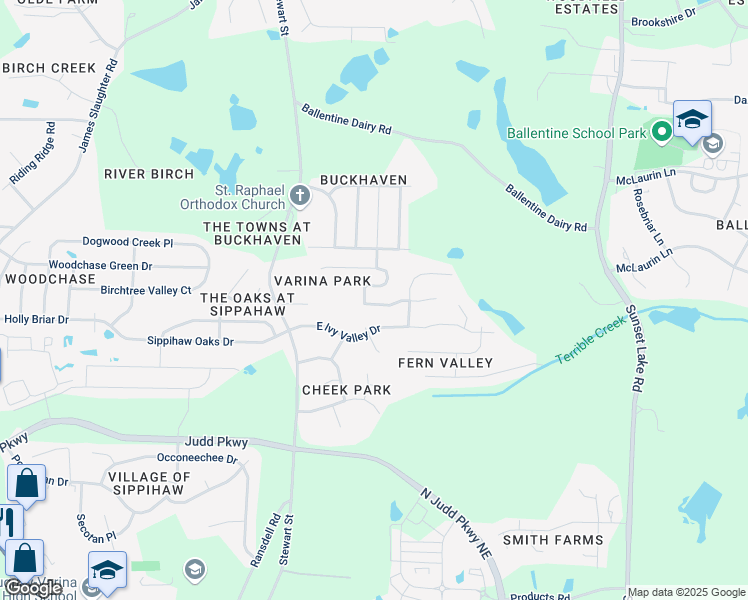 map of restaurants, bars, coffee shops, grocery stores, and more near 821 Brookhannah Court in Fuquay Varina