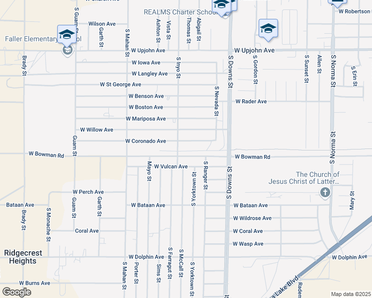 map of restaurants, bars, coffee shops, grocery stores, and more near Road in Ridgecrest