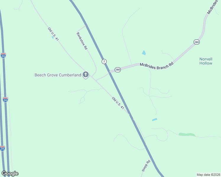 map of restaurants, bars, coffee shops, grocery stores, and more near 280 Old U.S. 41 in Beechgrove