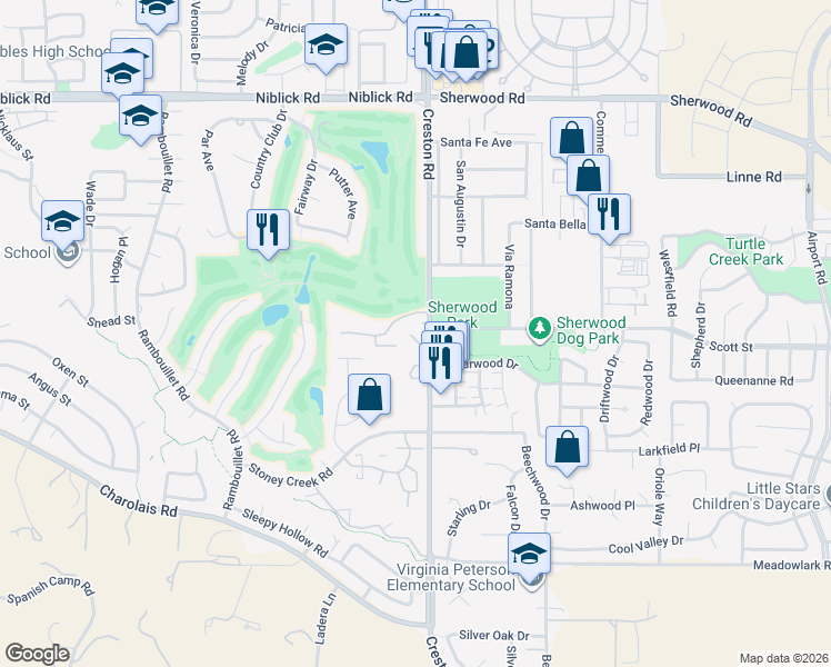 map of restaurants, bars, coffee shops, grocery stores, and more near 21 Green Court in Paso Robles