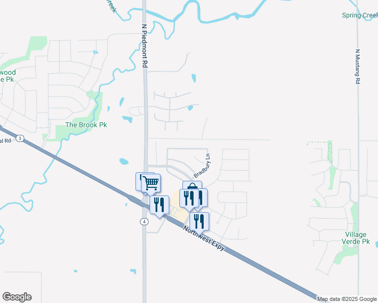 map of restaurants, bars, coffee shops, grocery stores, and more near 11932 Northwest 136th Terrace in Piedmont