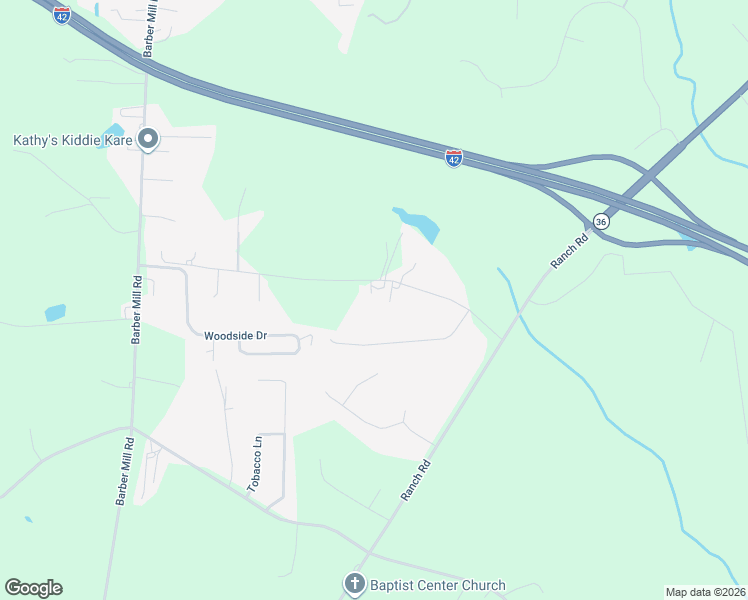map of restaurants, bars, coffee shops, grocery stores, and more near 2101 Twin Acres Road in Clayton