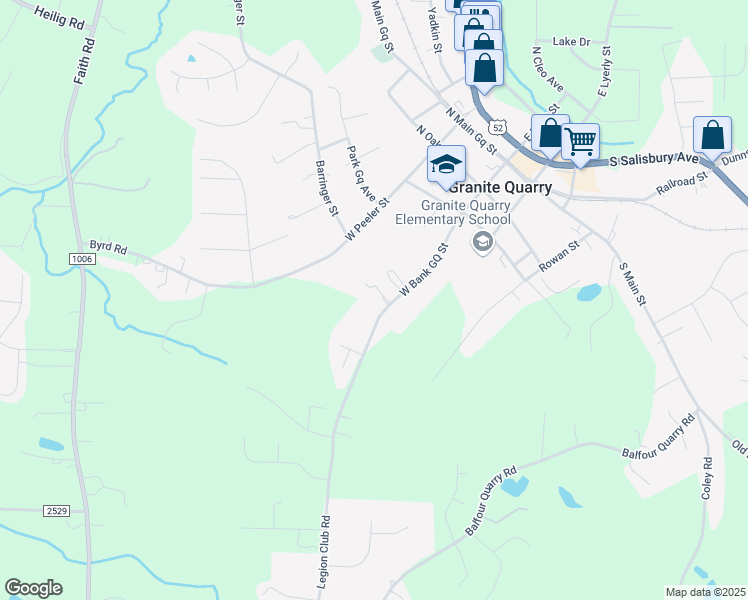 map of restaurants, bars, coffee shops, grocery stores, and more near 516 West Bank Street in Granite Quarry