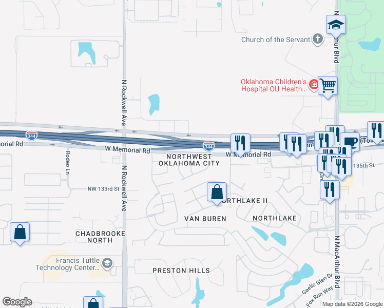 map of restaurants, bars, coffee shops, grocery stores, and more near in Oklahoma City