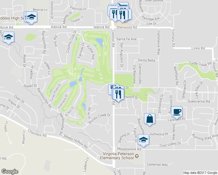 map of restaurants, bars, coffee shops, grocery stores, and more near 17 Green Court in Paso Robles
