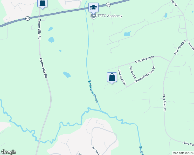 map of restaurants, bars, coffee shops, grocery stores, and more near 424 Loblolly Circle in Clayton