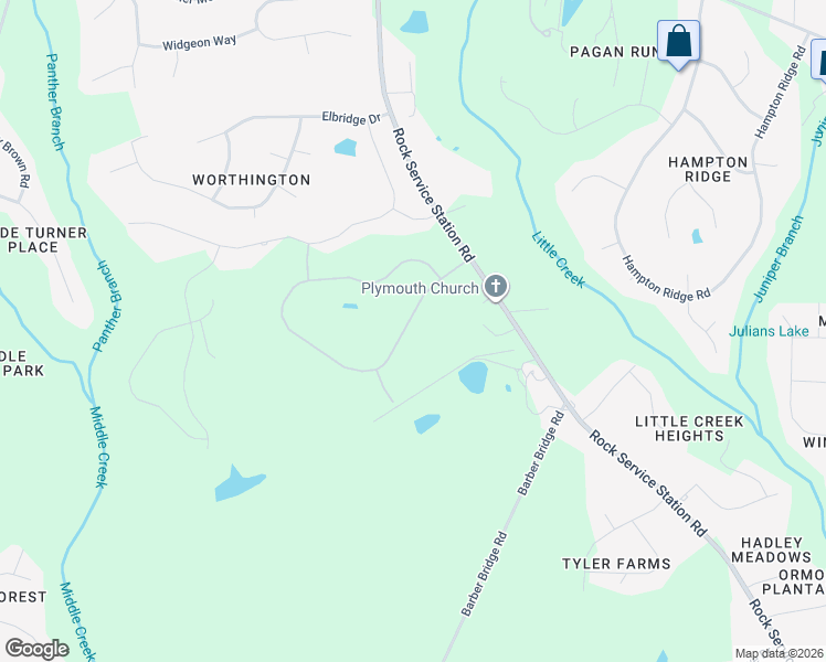map of restaurants, bars, coffee shops, grocery stores, and more near 6116 Rock Service Station Road in Raleigh