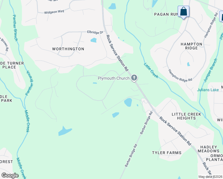 map of restaurants, bars, coffee shops, grocery stores, and more near 6116 Rock Service Station Road in Raleigh