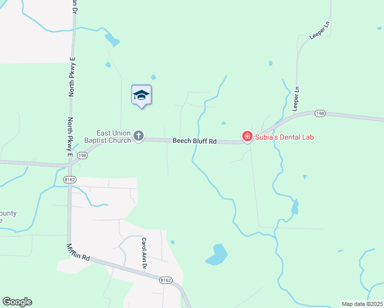 map of restaurants, bars, coffee shops, grocery stores, and more near 2354 Beech Bluff Road in Jackson
