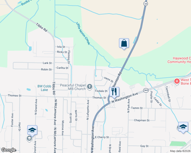 map of restaurants, bars, coffee shops, grocery stores, and more near 104 Oak Court in Brownsville