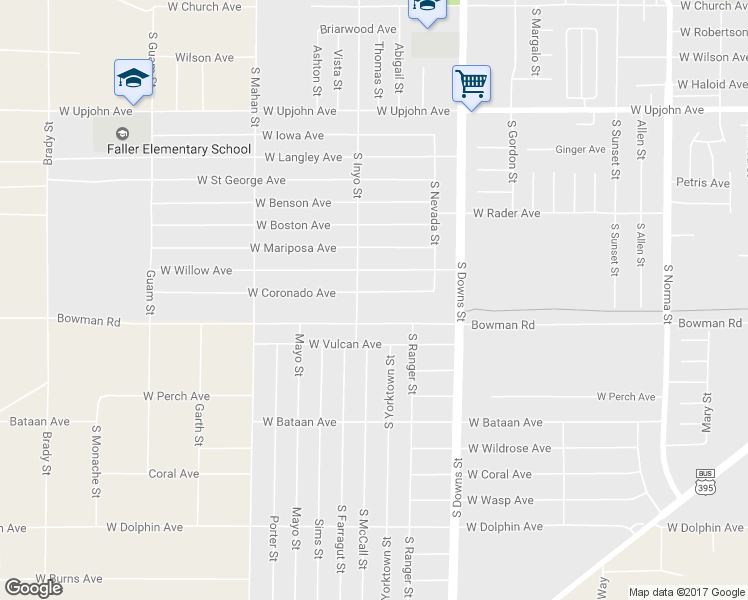 map of restaurants, bars, coffee shops, grocery stores, and more near 1033 West Coronado Avenue in Ridgecrest