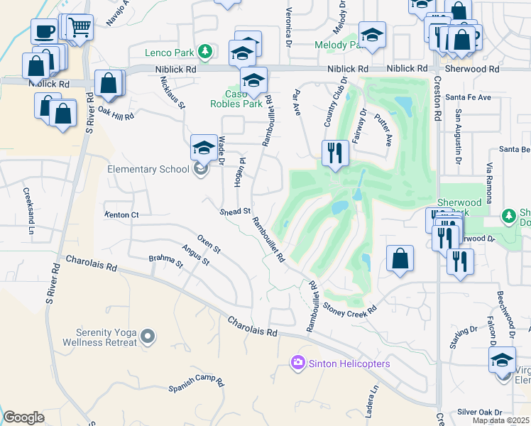 map of restaurants, bars, coffee shops, grocery stores, and more near 907 Spyglass Court in Paso Robles