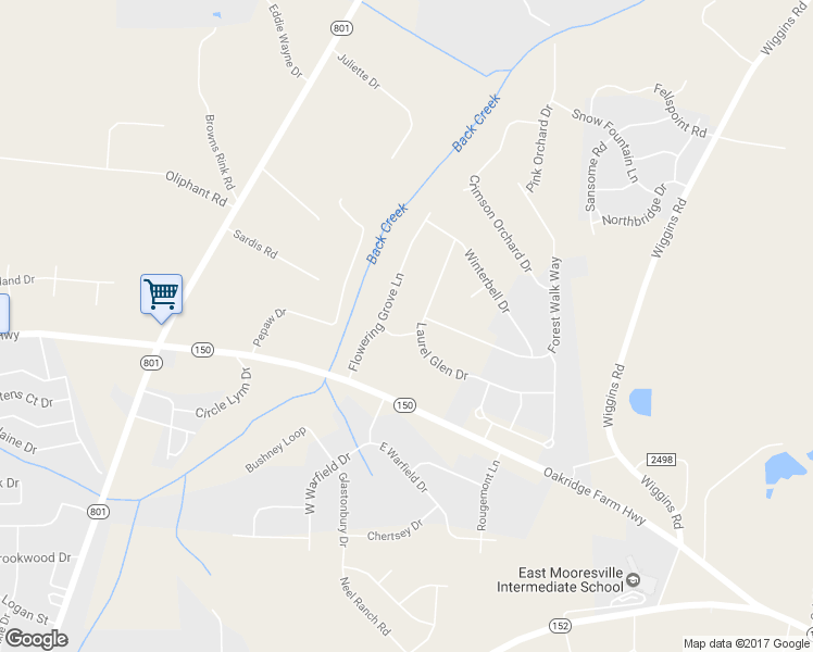 map of restaurants, bars, coffee shops, grocery stores, and more near 123 Sugar Thyme Lane in Mooresville