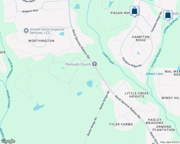 map of restaurants, bars, coffee shops, grocery stores, and more near 6100 Rock Service Station Road in Raleigh