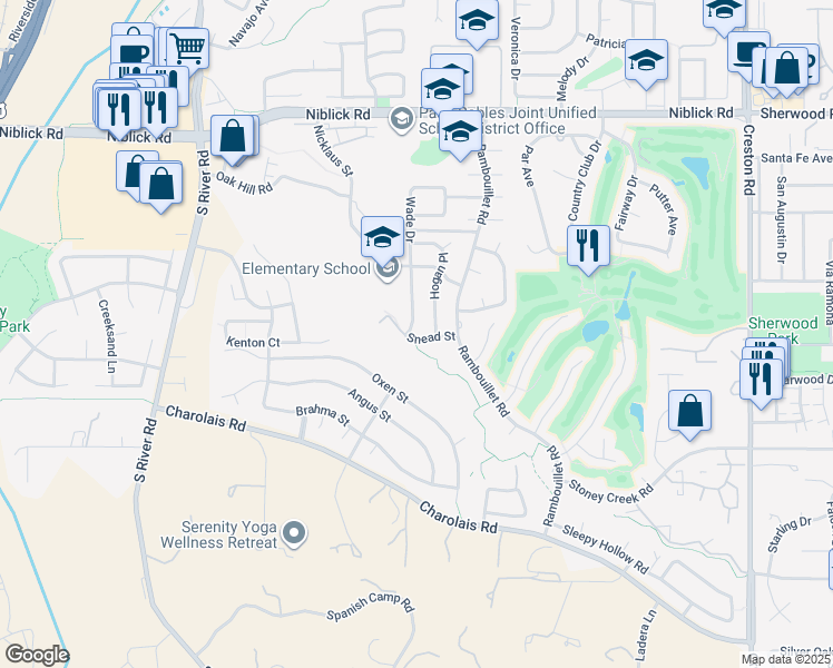 map of restaurants, bars, coffee shops, grocery stores, and more near 1748 Wade Drive in Paso Robles