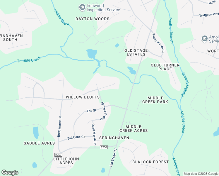map of restaurants, bars, coffee shops, grocery stores, and more near 1527 Middle Ridge Drive in Wake County