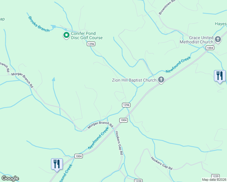 map of restaurants, bars, coffee shops, grocery stores, and more near 36 Brooks Branch Road in Leicester