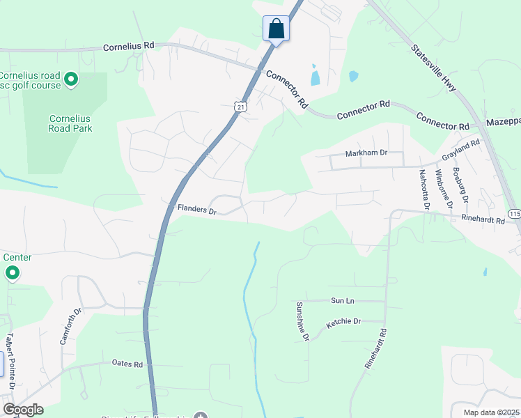 map of restaurants, bars, coffee shops, grocery stores, and more near 106 Clacton Court in Mooresville