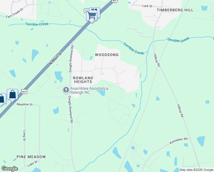 map of restaurants, bars, coffee shops, grocery stores, and more near 1916 Ken Drive in Fuquay-Varina
