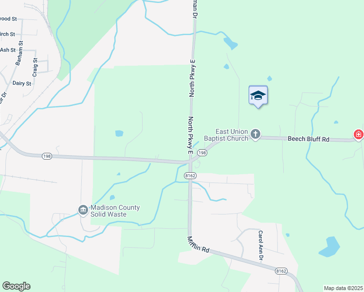 map of restaurants, bars, coffee shops, grocery stores, and more near 3291 North Parkway East in Jackson