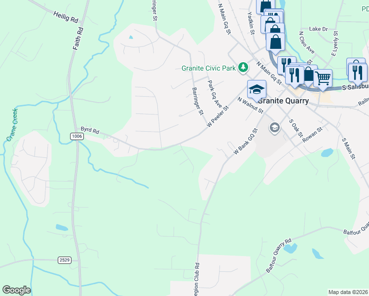 map of restaurants, bars, coffee shops, grocery stores, and more near 606 West Peeler Street in Salisbury