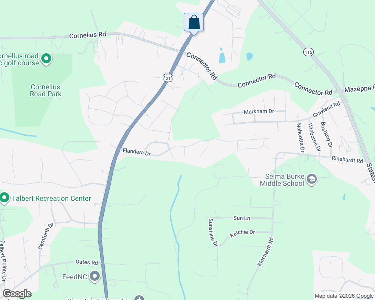 map of restaurants, bars, coffee shops, grocery stores, and more near 114 Clacton Court in Mooresville