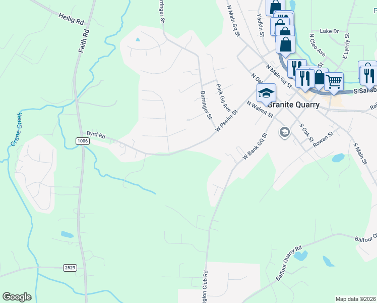 map of restaurants, bars, coffee shops, grocery stores, and more near 606 West Peeler Street in Salisbury
