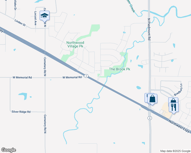 map of restaurants, bars, coffee shops, grocery stores, and more near 12628 Oklahoma 3 in Yukon