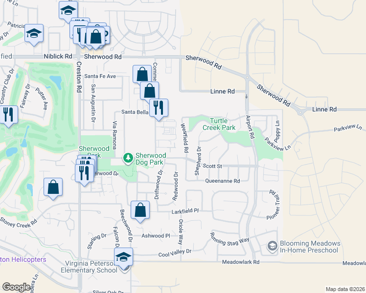 map of restaurants, bars, coffee shops, grocery stores, and more near 1715 Westfield Road in Paso Robles