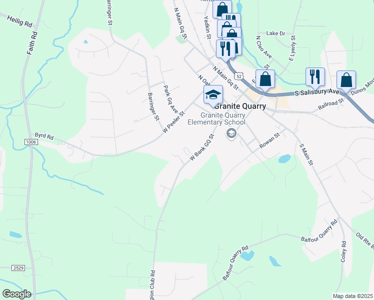 map of restaurants, bars, coffee shops, grocery stores, and more near 322 Kluttz Gq Street in Salisbury