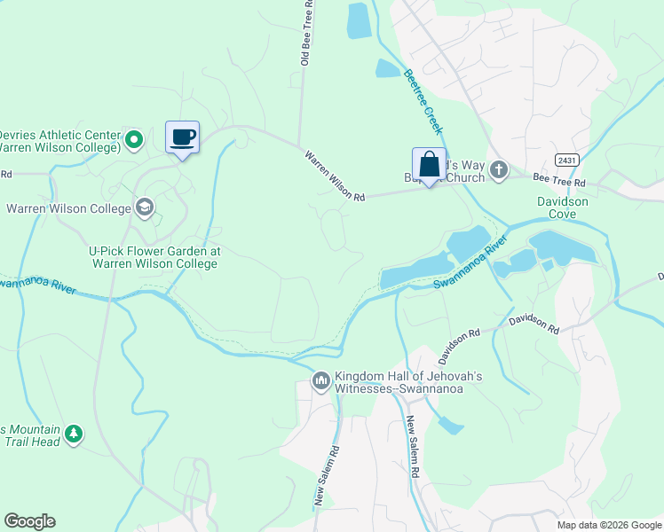 map of restaurants, bars, coffee shops, grocery stores, and more near 95 Outlook Circle in Swannanoa